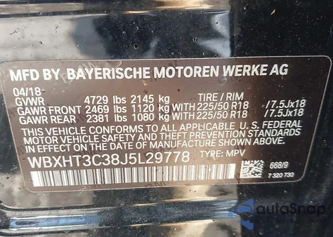 2018 BMW X1 xDrive28I z USA, uszkodzony, nr VIN WBXHT3C38J5L29778